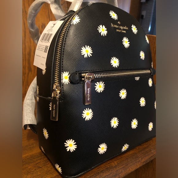 NWT-Kate Spade-Perry Leather Small Backpack-Daisy?Blooms Print-Black Multi-$329 main image 8